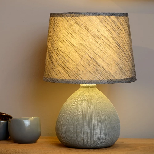 Lucide RAMZI - Lampe de table - Ø 18 cm - 1xE14 - Gris - ambiance 1